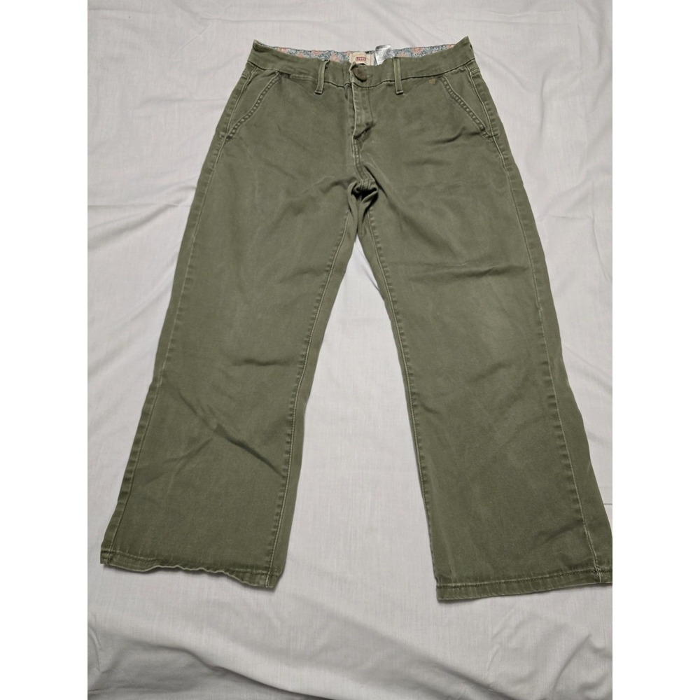 Levis Tab Twills Pants Womens 4 Olive Green Wide Leg Casual Stretch Chino